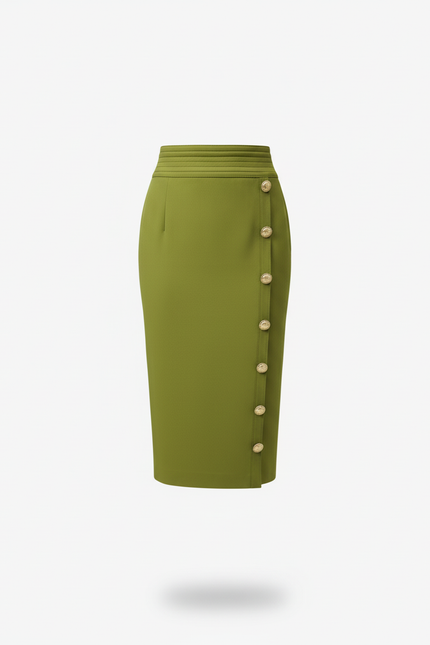 Jupe Crayon Bouton