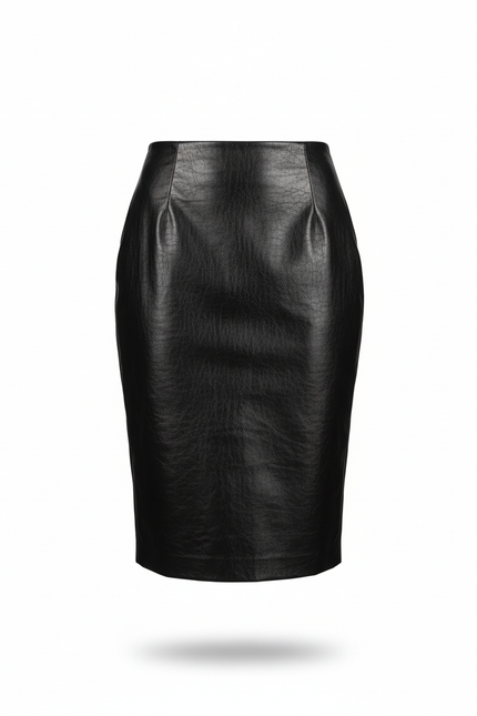 Jupe Crayon Noire Similicuir Chic