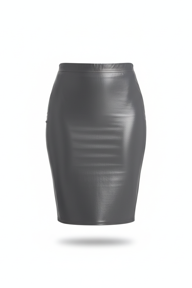 Jupe Crayon Brillante Grise Chic