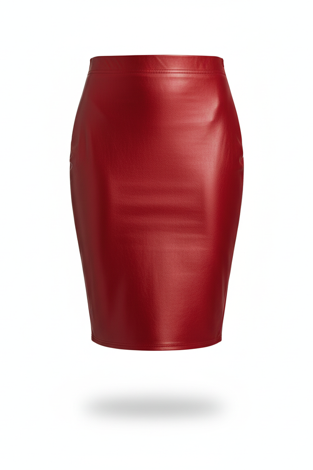 Jupe Crayon Rouge Brillante Chic