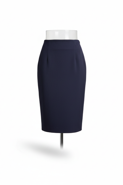 Jupe Crayon Suède Bleu Marine Chic