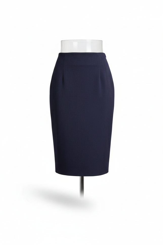 Jupe Crayon Suède Bleu Marine Chic