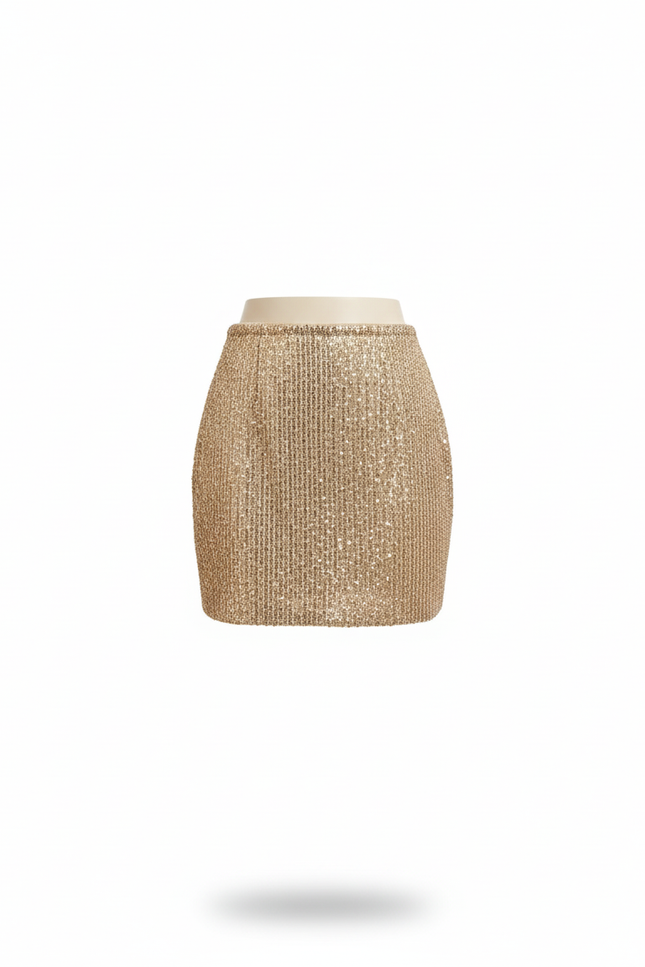 Jupe Crayon Dorée À Sequins Chic