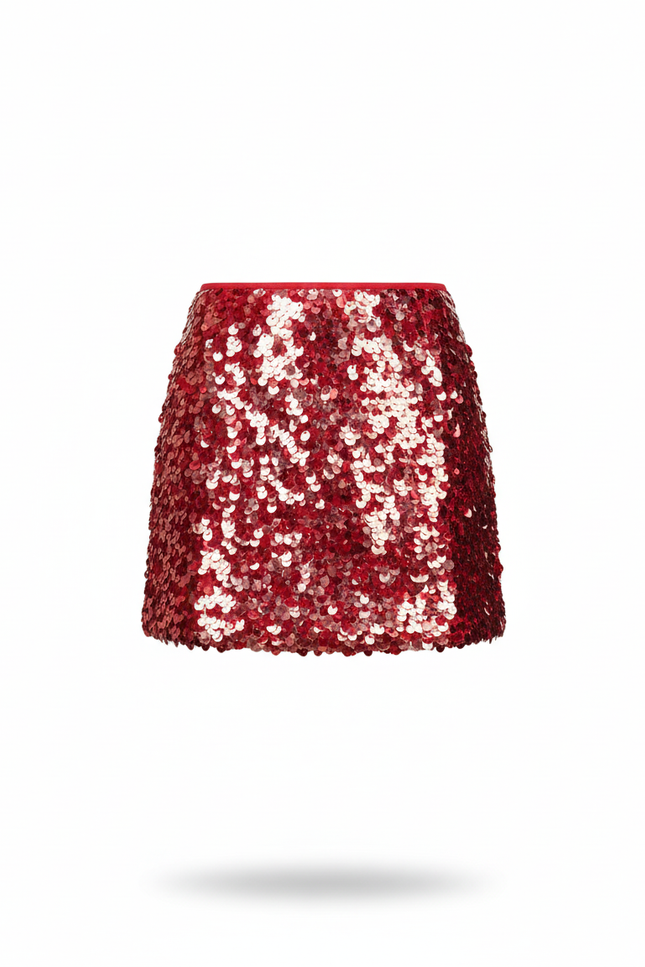Jupe Crayon Rouge Paillettes Chic