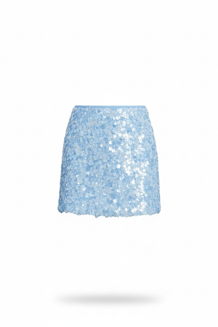 Jupe Crayon Bleue À Sequins Chic