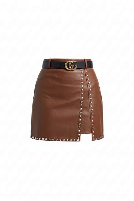 Jupe Crayon Similicuir Clous Chic