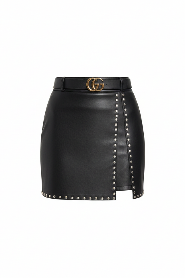 Jupe Crayon Similicuir Clous Chic