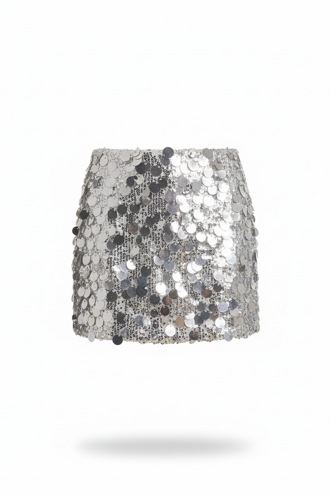 Jupe Crayon Pailletée Argentée Scintillante