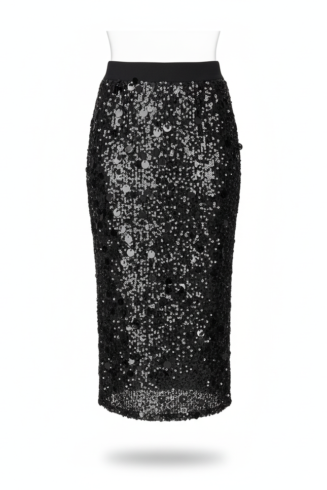 Jupe Crayon Noire Paillettes Chic