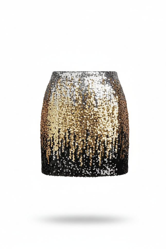 Jupe Crayon Paillettes Dégradé Chic