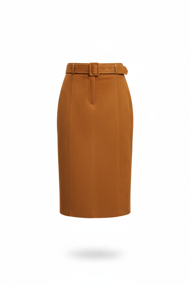 Jupe Crayon Daim Camel