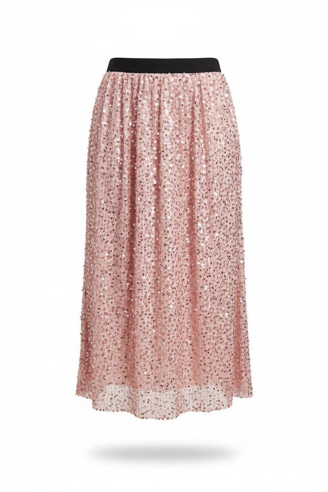 Jupe Crayon Rose Paillettes Chic
