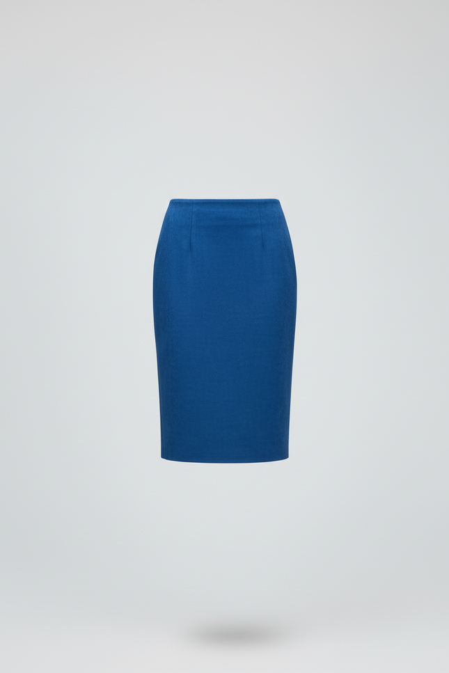 Jupe Crayon Bleue Suède Chic
