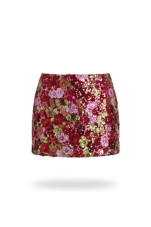 Jupe Crayon Pailletée Florale Chic