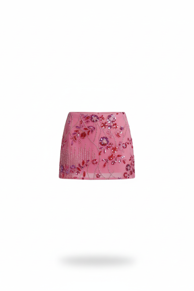 Jupe Crayon Rose Pailletée Chic