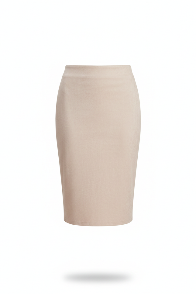 Jupe Crayon Beige Daim Chic