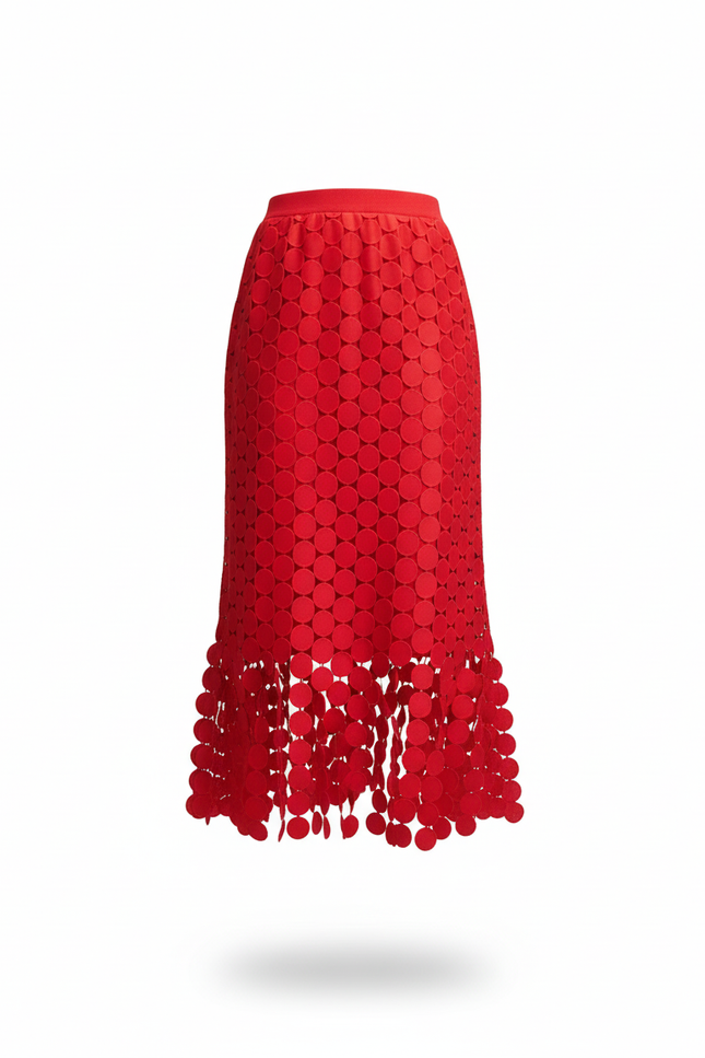 Jupe Crayon Rouge Découpée Chic