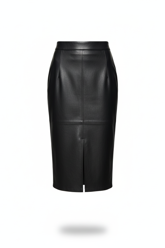 Jupe Crayon Simili Cuir Noire Élégante