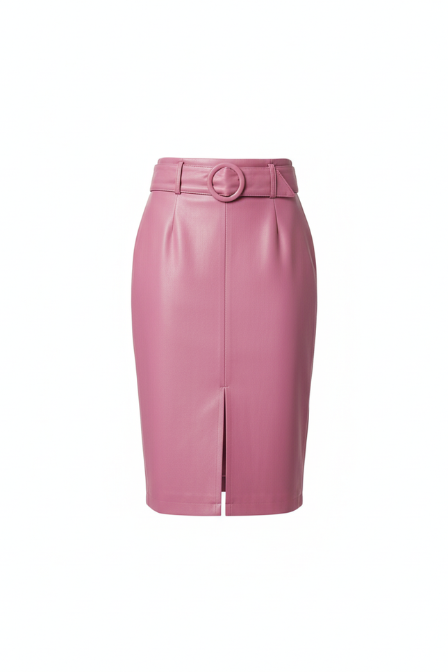 Jupe Crayon Rose Cuir Chic