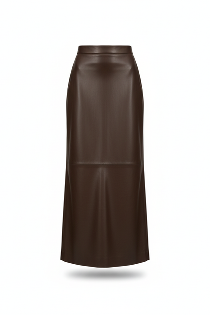 Jupe Crayon Marron Similicuir Élégante