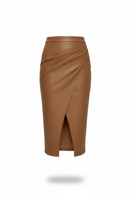 Jupe Crayon Similicuir Fendue Chic