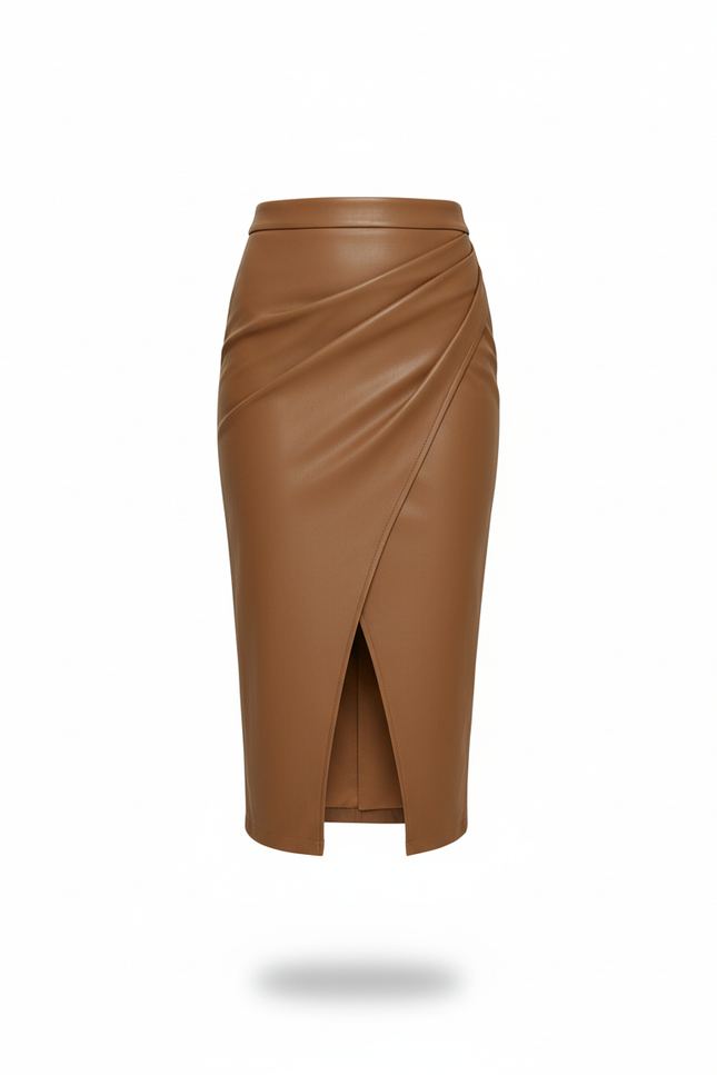 Jupe Crayon Similicuir Fendue Chic