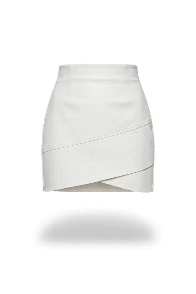 Jupe Crayon Simili Cuir Asymétrique Chic