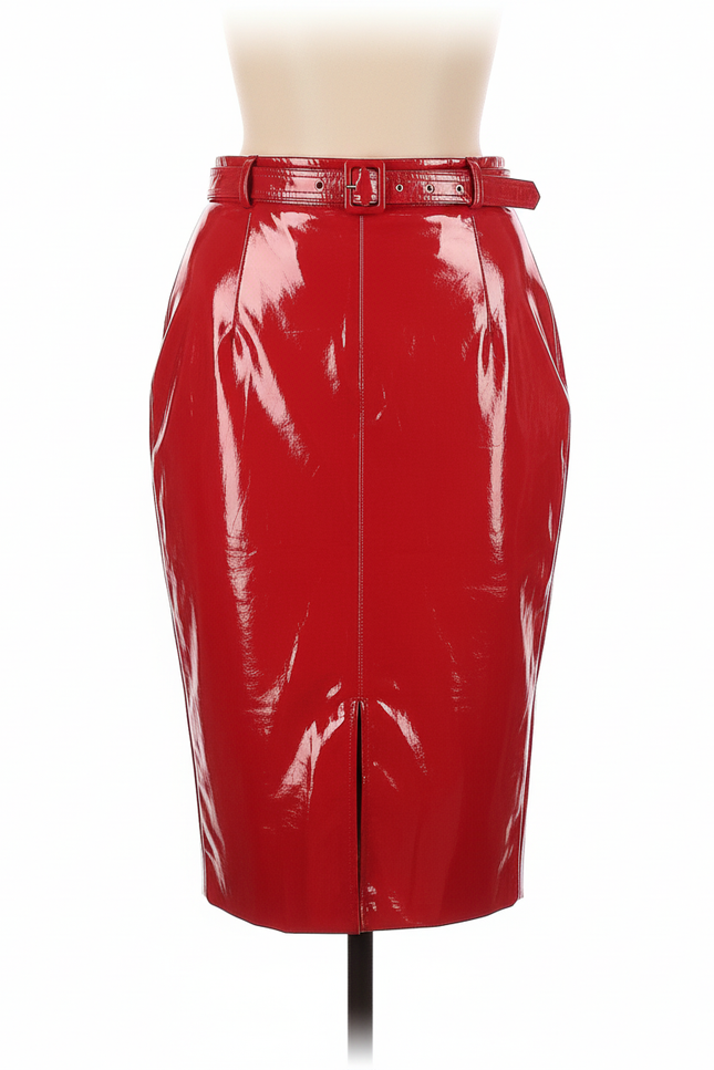 Jupe Crayon Rouge Laquée Chic
