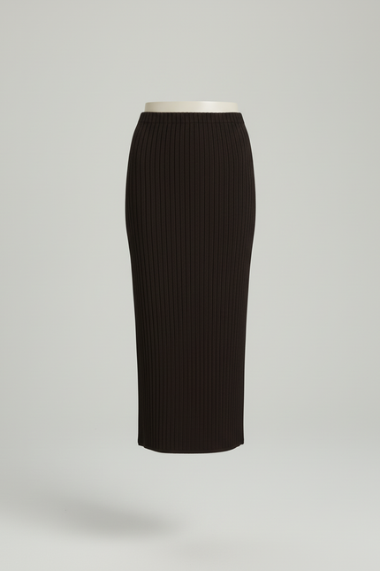 Jupe Crayon Marron Côtelée Élégante