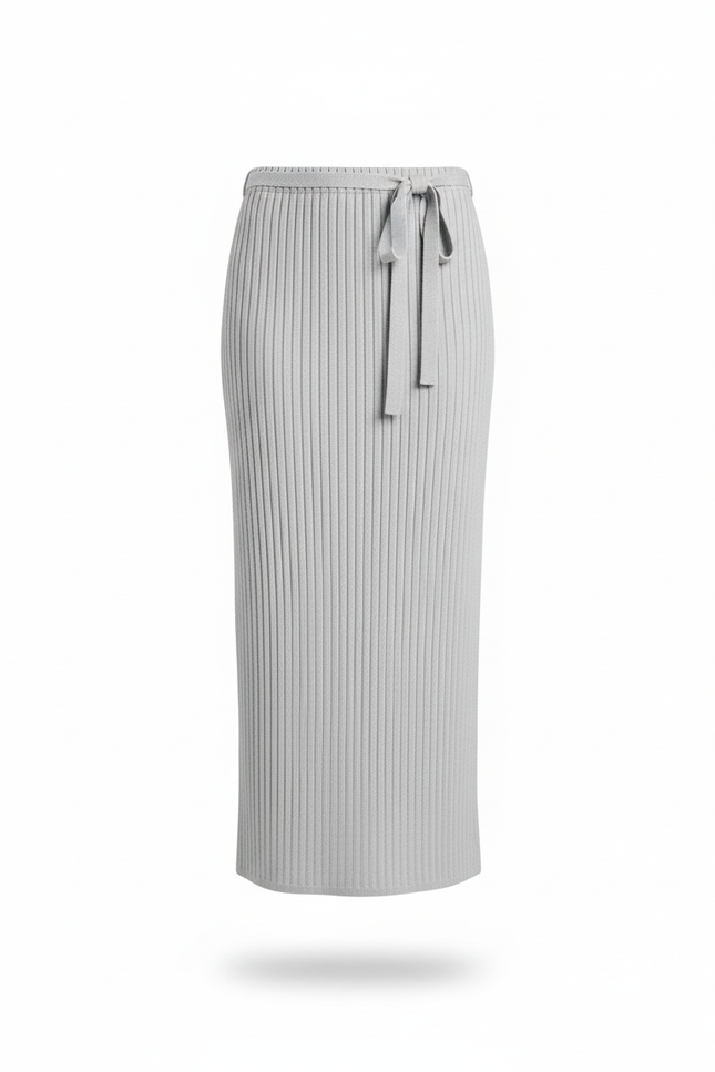 Jupe Crayon Grise Côtelée Élégante