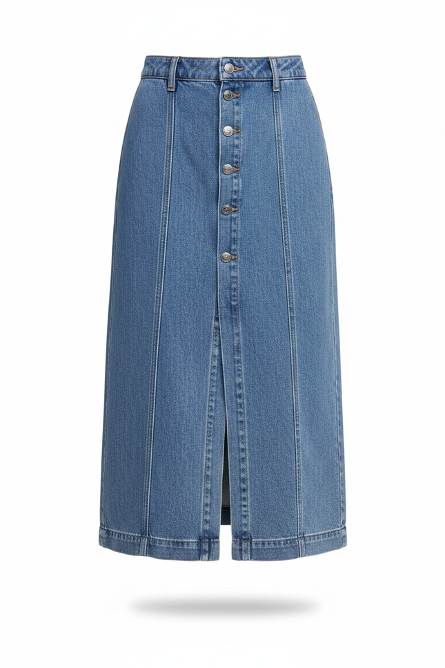 Jupe Crayon Denim Boutonnée Décontractée
