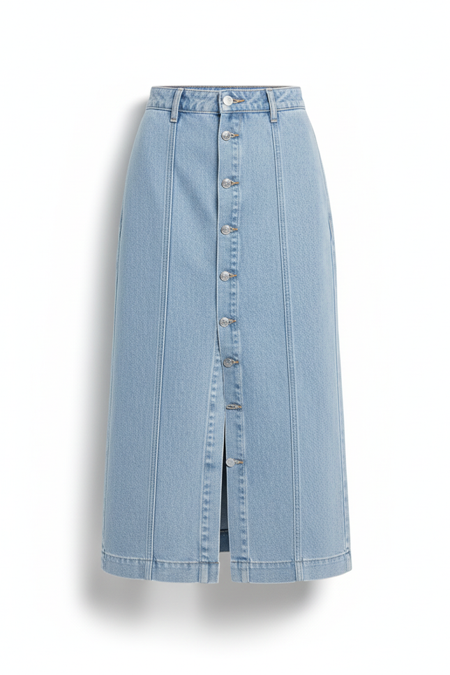 Jupe Crayon Denim Boutonnée Décontractée