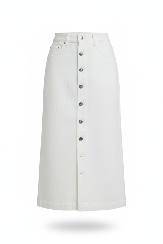 Jupe Crayon Blanc Boutonnée Chic