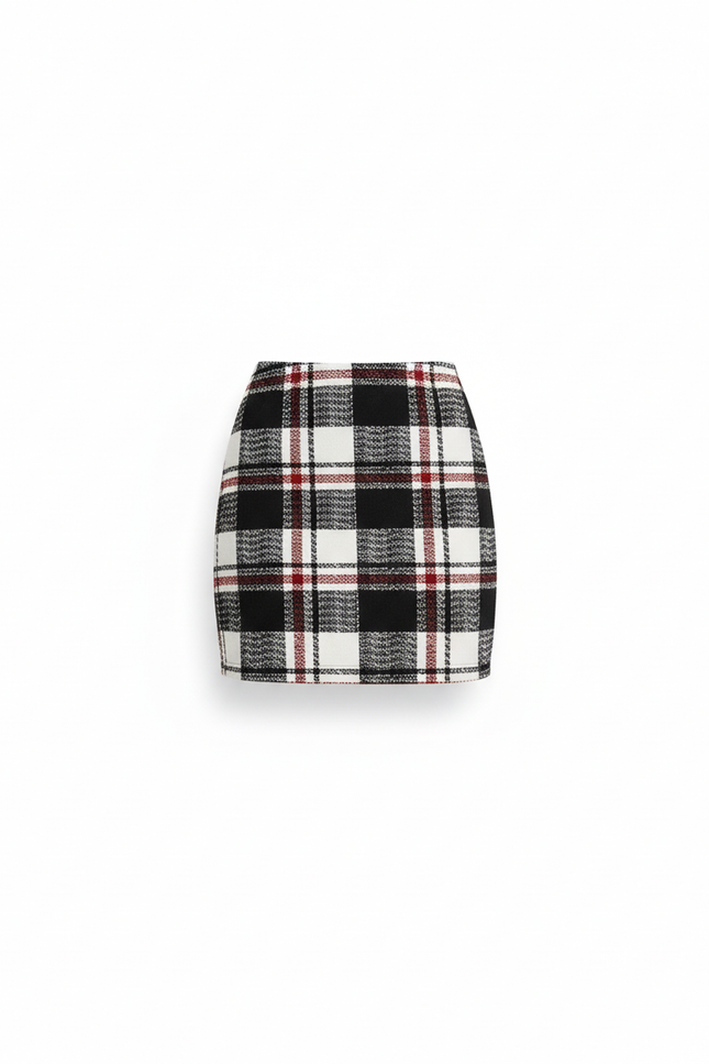 Jupe Crayon À Carreaux Mini Chic