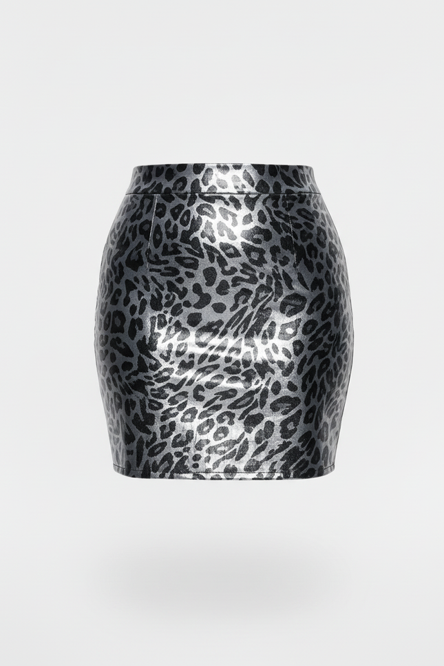 Jupe Crayon Léopard Argentée Chic