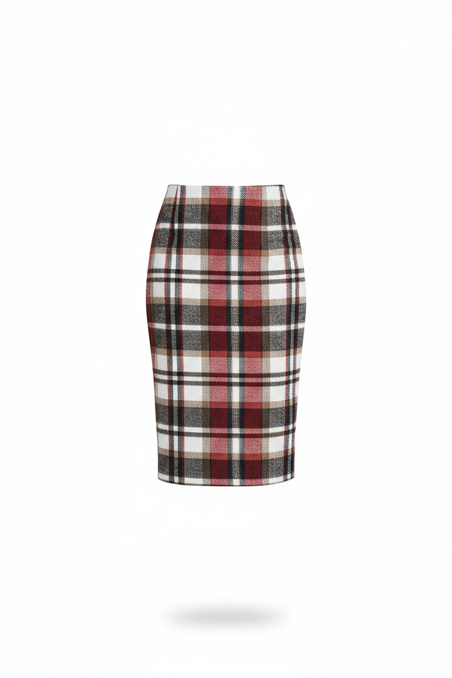 Jupe Crayon Écossaise Laine Chic