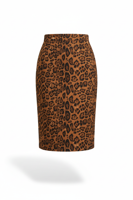 Jupe Crayon Suède Léopard Chic