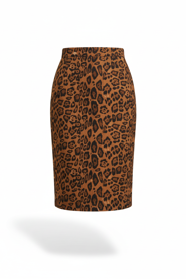 Jupe Crayon Suède Léopard Chic