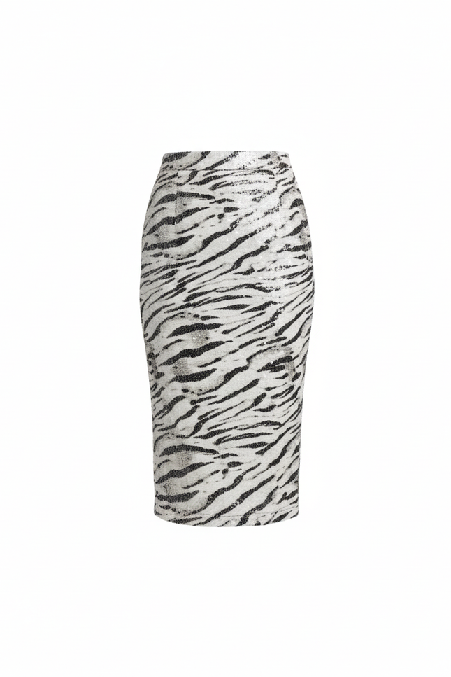 Jupe Crayon Motif Zèbre Midi Chic