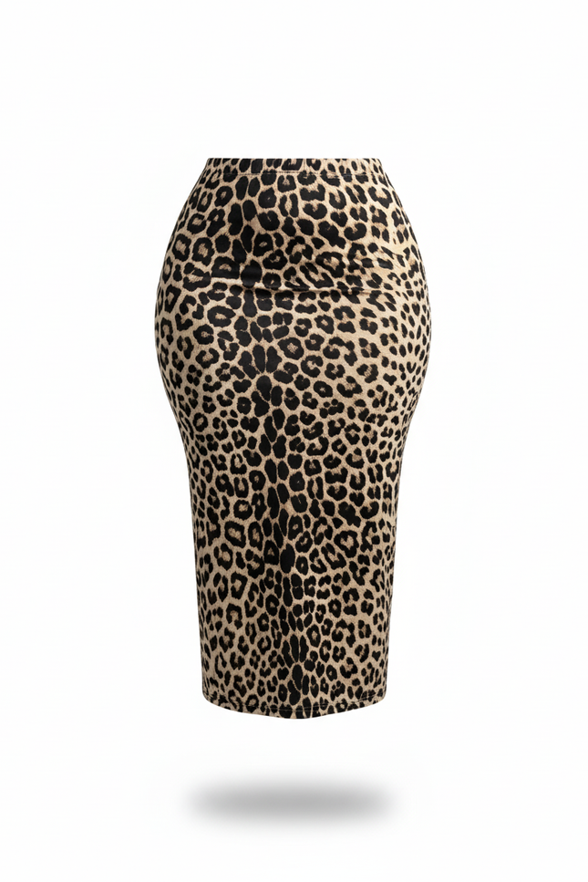 Jupe Crayon Imprimé Léopard Élégante