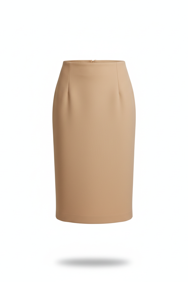 Jupe Crayon Beige Ajustée Élégante
