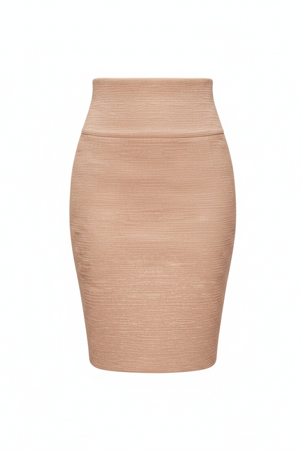 Jupe Crayon Taille Haute Beige