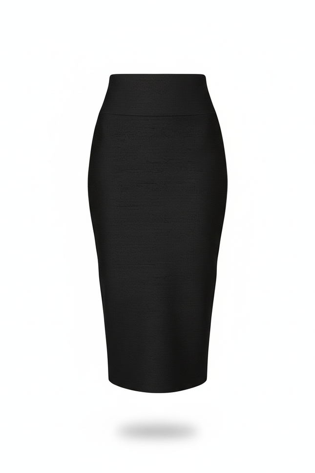 Jupe Crayon Noire Texturée Chic