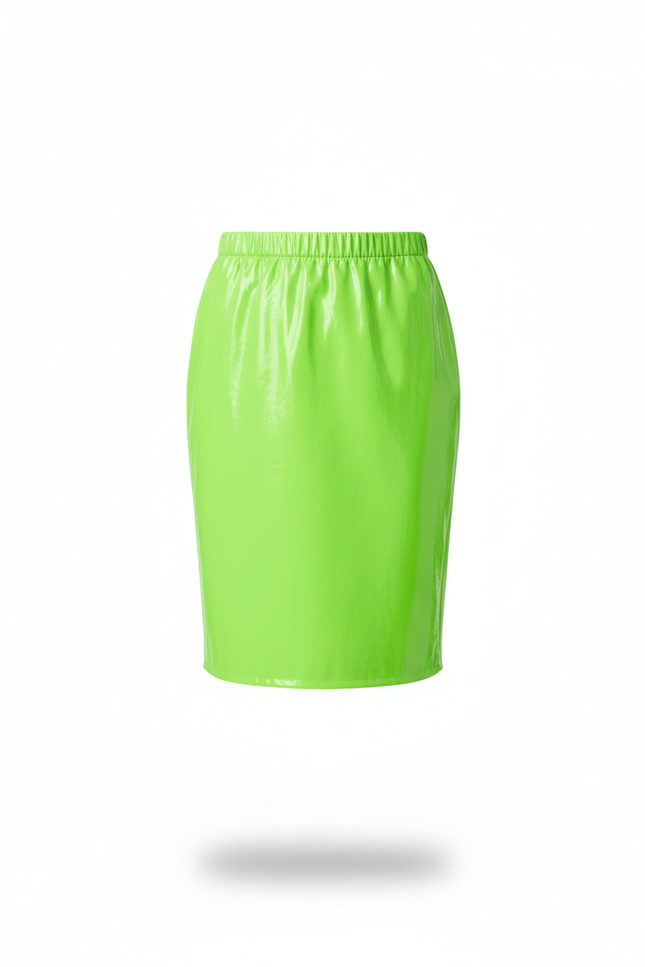 Jupe Crayon Vert Fluo Brillant Chic