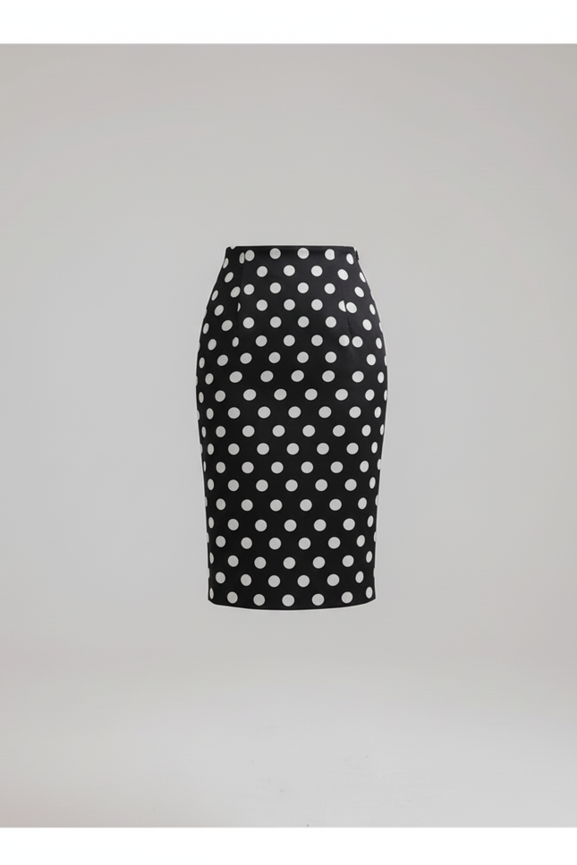 Jupe Crayon Noire À Pois Chic
