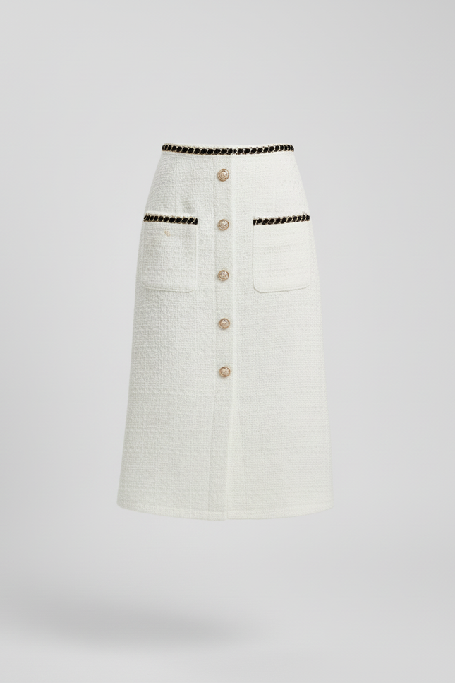 Jupe Crayon Blanche Tweed Chic