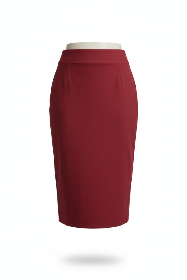 Jupe Crayon Rouge Bordeaux