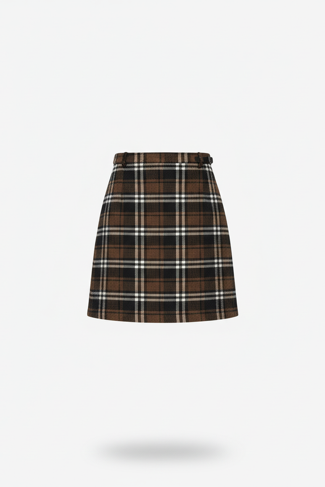 Jupe Crayon Carreaux Laine Chic