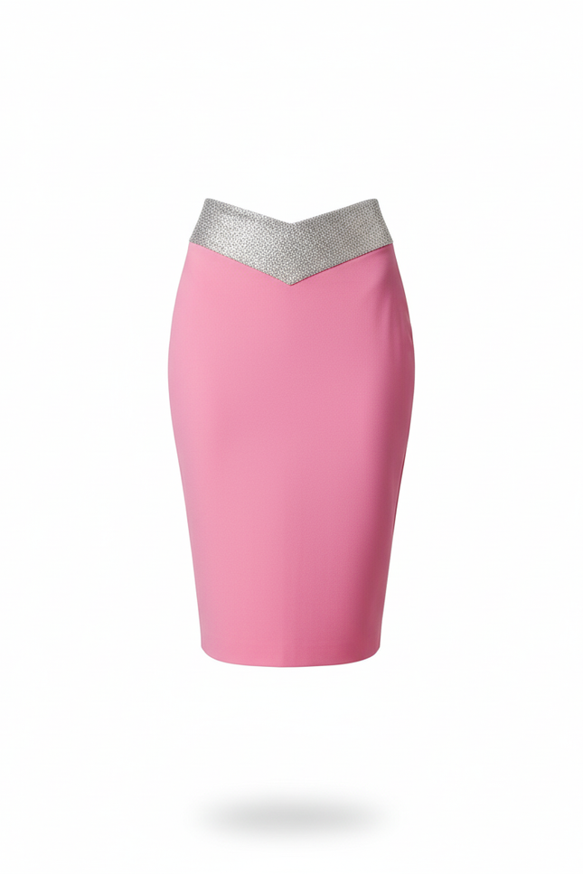 Jupe Crayon Rose Strass Chic