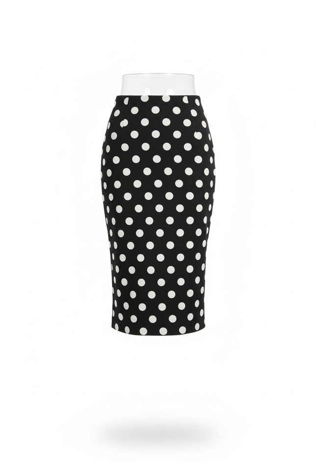 Jupe Crayon Noire À Pois Chic